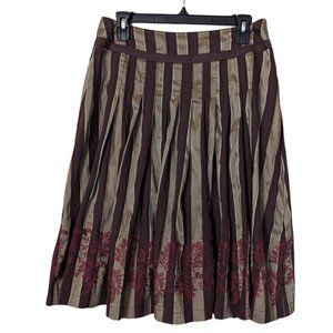 Women's Nic+Zoe pleated striped A-line skirt, brown/multi, size 8